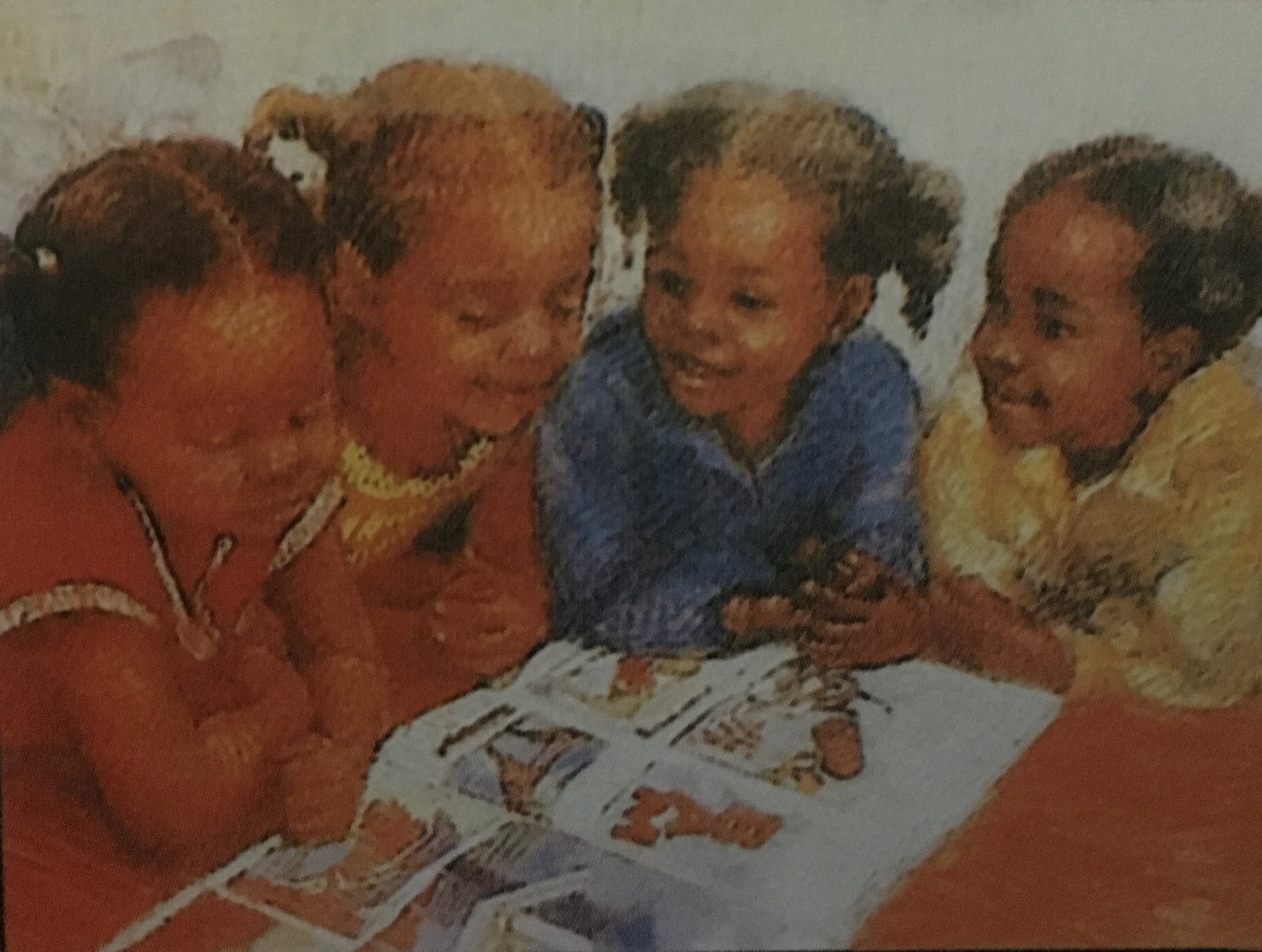 Reading and Friendship / Black Art / African American Art / Black Art Paintings / Children / Unframed / Positive Black Images Fine Art