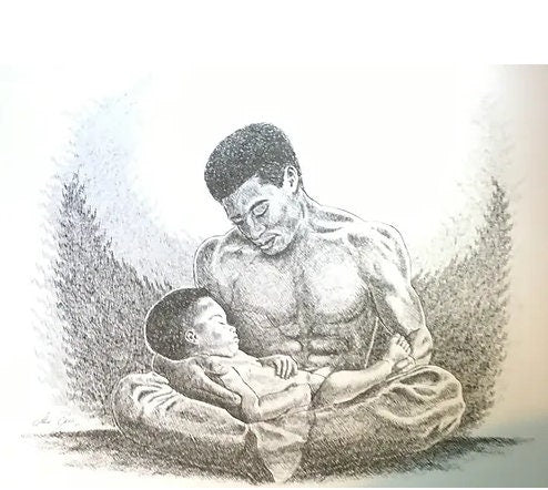 Father's Love / Black Art / African American Art / Lithograph / Black and White Art Print / Unframed / Positive Black Images Fine Art